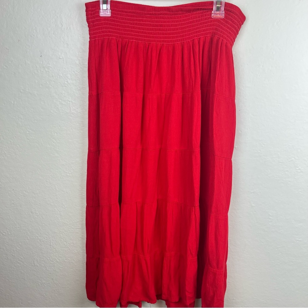 Tiered red maxi skirt boho gypsy-DP est 1962/woman’s 1X